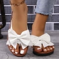 thumbnail image 5 of Samdudou Thong Sandals for Women Open Toe Flat Slip On Slippers Oversized Elegant Bowknot Embellishment Braided Strap Detail Casual Summer Beach Vacation Dressy Mules, 5 of 5
