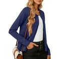 thumbnail image 3 of Posijego Women's Crewneck Cardigan Sweaters Knit Long Sleeve Cropped Cardigans Lightweight Outerwear, 3 of 9