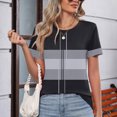 thumbnail image 4 of Camisetas Casuales de las Mujeres Estampadas Cuello Tripulado Manga Corta Superior, Ligera Mezcla de Poliéster Blusa de Moda, 4 of 4