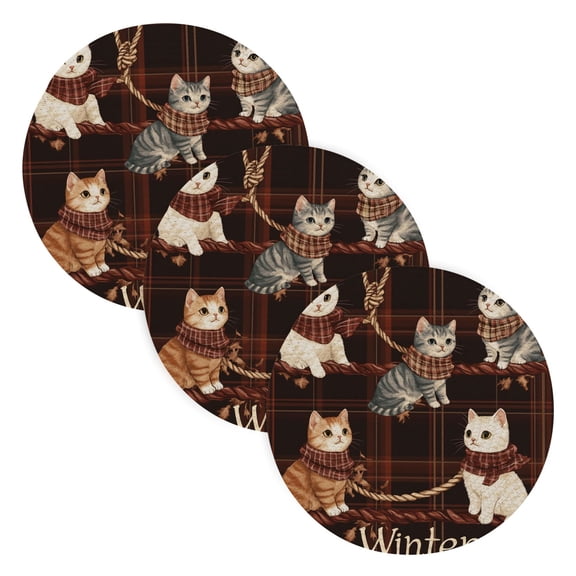 BZSMCE Mats for Pots,Pans Place Cute Plaid Of Cats Pattern Simple Style Pattern Pot Mats