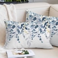 thumbnail image 2 of Navy Blue Eucalyptus Throw Pillow Covers, Watercolor Spring Weeping Botanical Soft Breathable Pillow Cases with Invisible Zipper, Toddler Pillowcases for Couch Bed Sofa Chair 12x20 Inches, 2 of 9