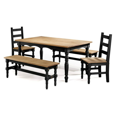 Manhattan Comfort Jay Dining Table Set with 2 Benches and 2