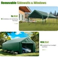 thumbnail image 4 of ECOLINEAR Carport 10x20 ft Heavy Duty Carport, Outdoor Potable Garage with Removable Sidewalls & Zipper Doors, Carport Canopy Anti UV All-Season Waterproof Tarp,Car Canopy for Cars,Boats,Green, 4 of 8