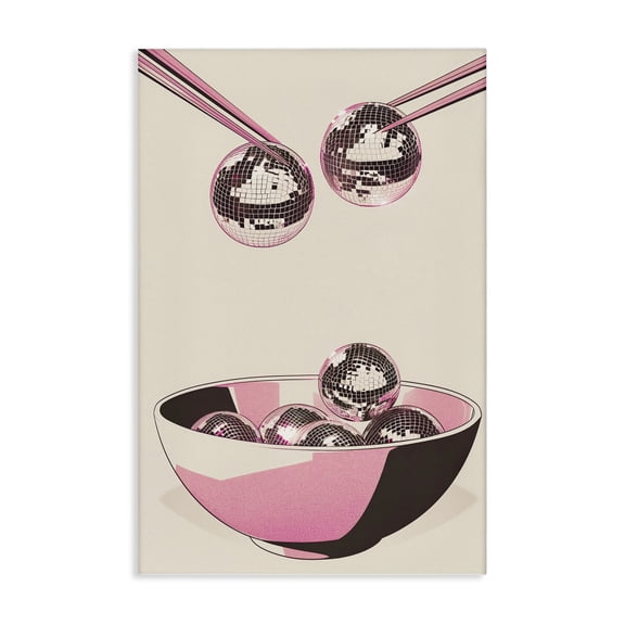 Stupell Industries Disco Bowl Meal with Chopsticks Fashion Painting Wrapped Canvas Canvas Art Print Wall Art, 16 x 24