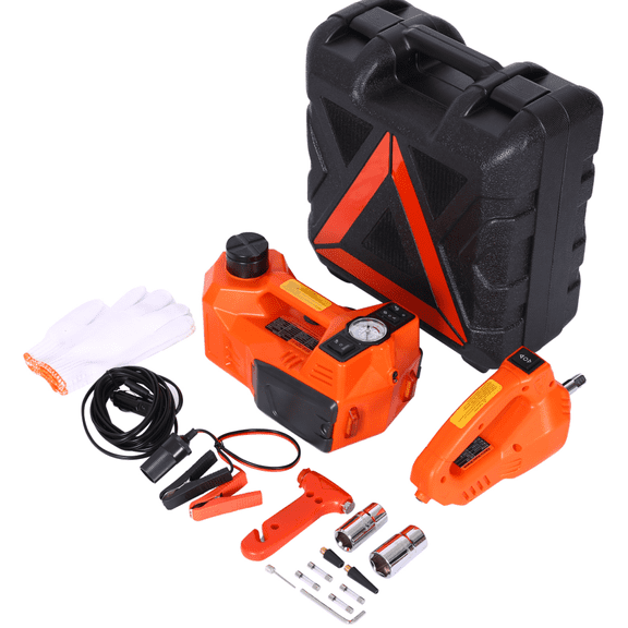 5T 12V Electric Car Jack Kit with Hydraulic Lift & Impact Wrench