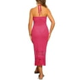 thumbnail image 3 of INSPIRE CHIC Women's Halter Neck Sleeveless See Through See Through Crochet Beach Dresses S Hot Pink, 3 of 5