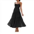 thumbnail image 3 of Vestido Fluido con Tirantes Finos y Corsé para Mujer, Ideal para Vacaciones en la Playa o Como Invitada de Boda Negro L, 3 of 10