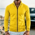 thumbnail image 3 of WIZUTIZ Men's Solid Color Zip Up Hoodless Sweatshirt Jacket Long Sleeve Warm Pocket Outerwear For Winter Daily, 3 of 6