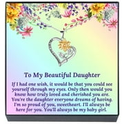 SHERIDANSTAR Daughter Sunflower Heart Pendant Necklace, Daughter Jewelry Gifts From Mom, Dad, Mother, Father, Parents for Easter, Birthday, Graduation Present for Girls, Teens, Women, Adults (Style 2)