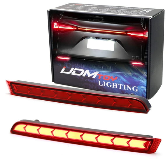 Dark Red Lens Full LED Lower Bumper Reflector Lights For 2021-up Toyota Sienna, Function as Tail (Rear Fog Lamps), Strobe Brake & Sequential Blink Turn Signal