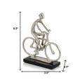 thumbnail image 2 of 10" Silver and Black Marble Aluminum Man on Bike Sculpture, 2 of 5