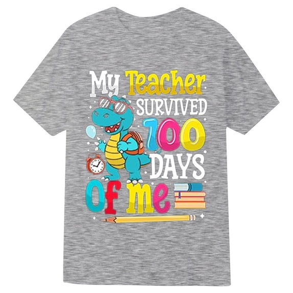 oqasdz Boys Girls 100 Days of School Shirt Graphic Short Sleeve Tee for Kids Back To School Round Neck T Shirt Lightweight Soft Durable Casual Outdoor