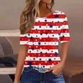thumbnail image 2 of LWavelet Fourth of July Shirts for Women 3/4 Length Sleeve Tops Round Crew Casual Statue of Liberty Patriotic USA Flag Tee Vermilion 2XL, 2 of 4
