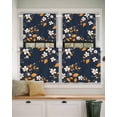 thumbnail image 2 of Spring White Flowers Short Blackout Curtains 30Inch Long Retro Pastoral Orange Leaf Rod Pocket Kitchen Curtains, 2 Panels Thermal Insulated Room Darkening Drapes for Bedroom, 30"W x 30"L, 2 of 5