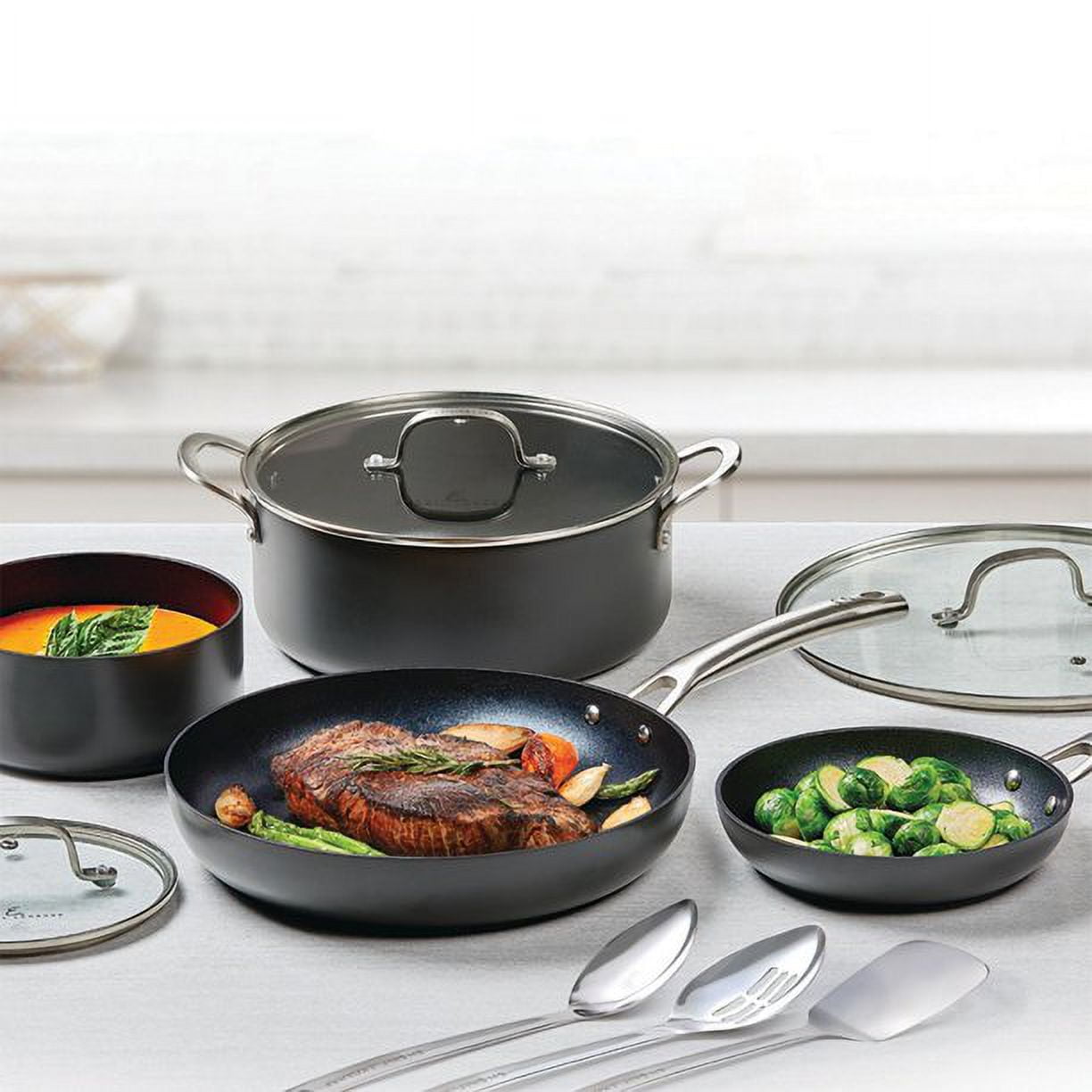 Motto 4-Pieces Detachable Handle Pan & Pots With Lids Cooking Set