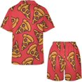 thumbnail image 4 of PRIYAL Pizza Dessin Animé Soie Ensemble de Pyjama pour Femmes Manches Courtes Confortables Ensemble de Détente 2 Pcs, 4 of 6