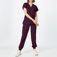 thumbnail image 4 of Mlqidk Deep Red Scrubs Sets for Women V Neck Top and Pants with Pockets Cool Stretch Scrubs Set Nurse Scubs Deep Red 2XL, 4 of 6