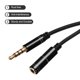 thumbnail image 3 of Cable de extensión Aux de 3.5mm Uxcell de macho a hembra, trenzado de nailon para teléfono estéreo negro, 3 of 6