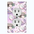 thumbnail image 1 of Metal Light Switch Wall Plate Outlet Cover (Mermaid Cat Pattern Glitter Print Pastel - Single Duplex), 1 of 2