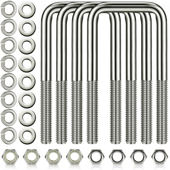 4 Pcs 304 Stainless Steel Square U-Bolt Boat Trailer U-Bolts with Washers and Nuts l Heavy Duty U Bolt for Sailboat Trailer Automobiles Industrial Part (1/2 D x 3 1/16 W x 5 5/16 Inch)