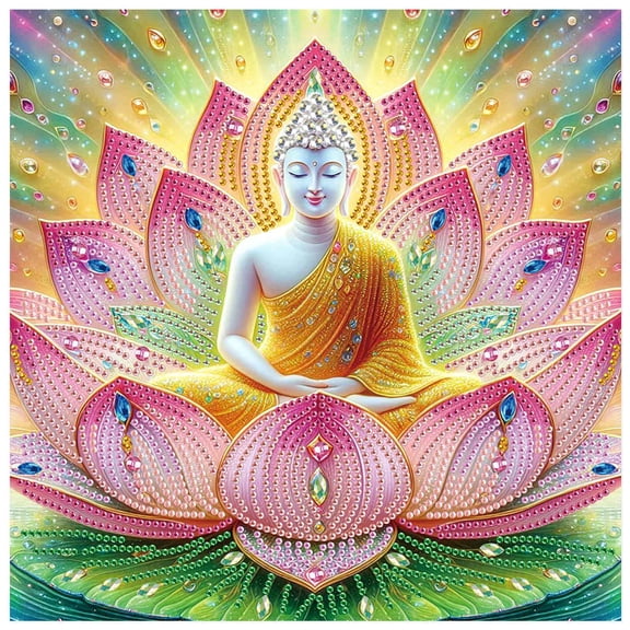 5D DIY Diamond Painting Kit Smiling Religious Lotus Special Shape Creative Diamond Craft Suitable for Home and Office Decor, Festive Gifts