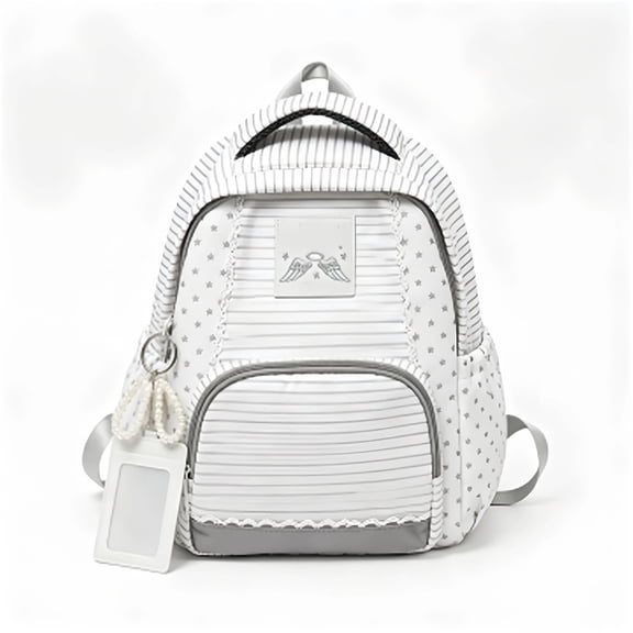 Star Wing Backpack, Cute Striped Medium Daypack with Zipper Closure for School, Travel and Everyday Use(Small Striped Star)