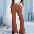 thumbnail image 5 of Siminsem Women's Flared Yoga Leggings With Pockets High Waisted Butt Lifting Workout Pants Casual Summer Travel Beach Palazzo Pants Petite Lounge Wear, Brown, S, 5 of 6