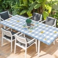 thumbnail image 2 of Easter Rabbits Table Cloths for 8 Foot Rectangle Tables, Spring Eggs Tulips Daisy Wreath Bunny Blue Plaid Patio Waterproof Elastic Fitted Tablecloths, Washable Rectangular Table Cover for Camping, 2 of 8