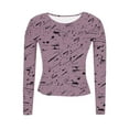 thumbnail image 5 of Hvyesh Long Sleeve Shirts for Women Crewneck Basic T-Shirts Casual Printing Slim Fit Stretch Tops, 5 of 7
