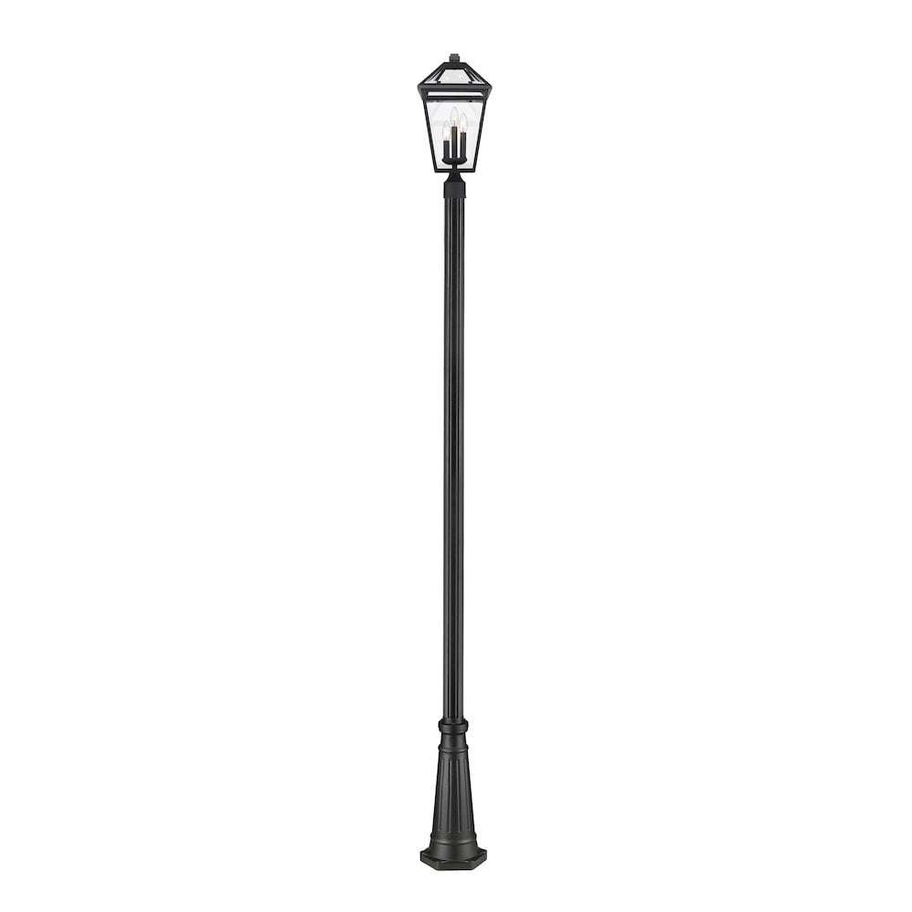 Z-Lite Talbot 3 Light 114" Clear Glass Steel Outdoor Lamp Post in Black