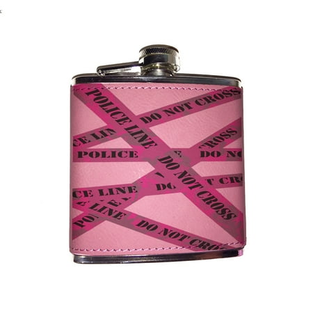 

KuzmarK Pink Leather Flask - Do Not Cross Police Line Camouflage copy