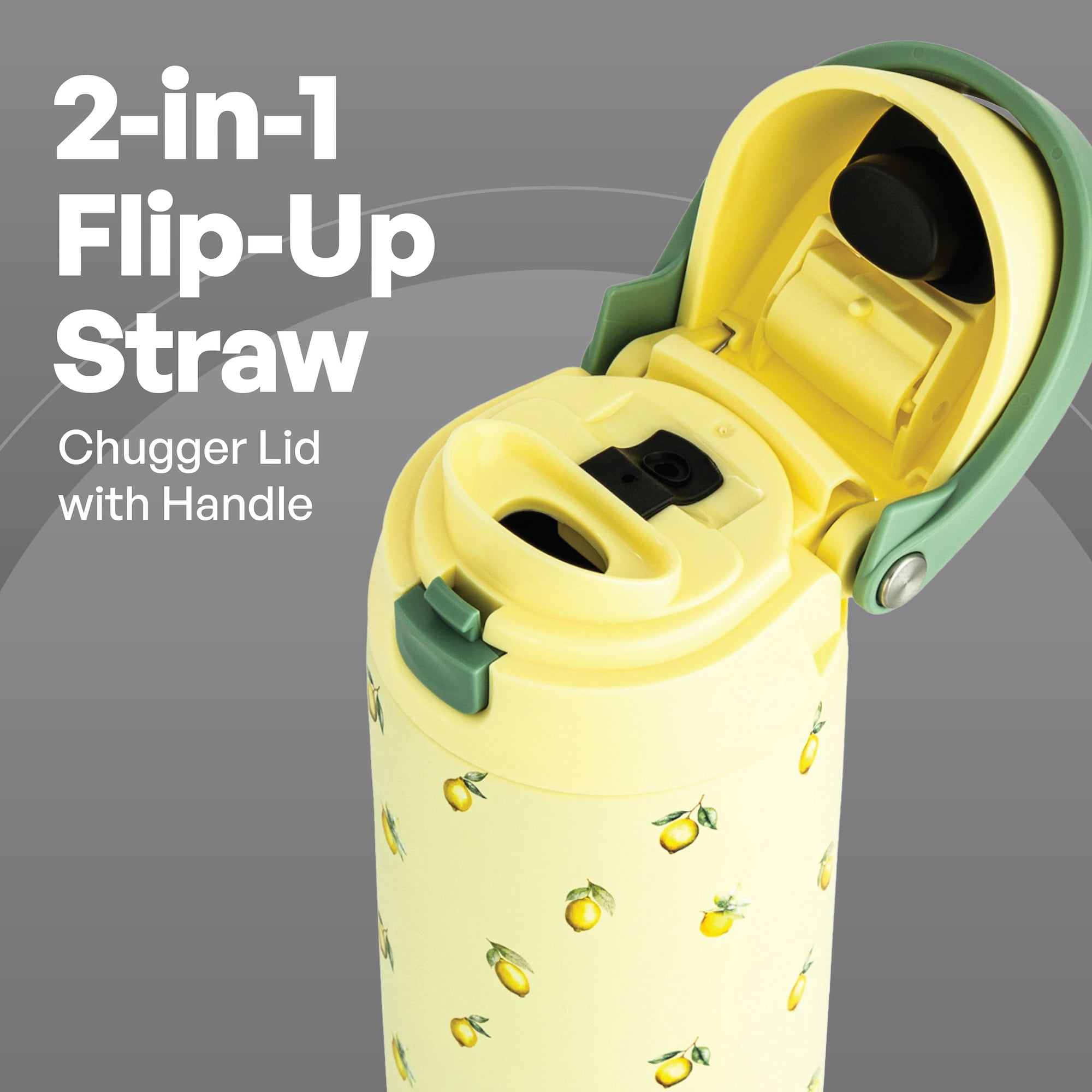 TAL 24oz Stainless Steel 2-in-1 Water Bottle with Straw and Chug Lid, Lemon
