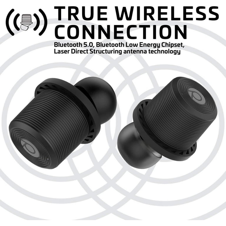 Rowkin Ascent Charge True Wireless Earbuds 50 Hours Qi Charging Case Deep Bass Mic Black