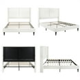 thumbnail image 4 of Queen Size Bed Frame with 55.5" High Back Upholstered Headboard,Fabric,12 Slat Support,Thickened Side Panels,Solid Wood Feet,White, 4 of 9