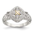thumbnail image 1 of Sterling Silver Two Tone Silver And Gold Plated Sterling Silver w/14ky Diamond Ring, 1 of 3