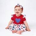 thumbnail image 2 of Ruyang 2 Piece Patriotic Outfits for Toddlers American Flag Heart Star Print Dress and Headband Summer 4th of July Clothes, 2 of 7