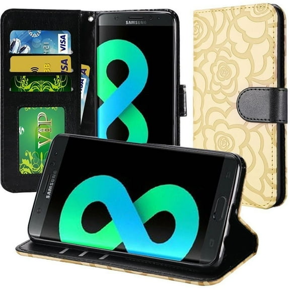 GSA Rose Leather Wallet Case For Samsung Galaxy S8 Plus - Light Brown