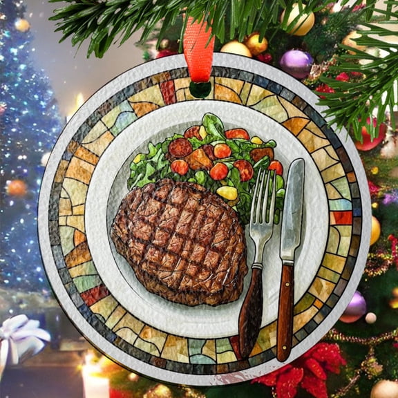 Beef Beef Steak Christmas Ornament, Ceramic/Acrylic Ornament, Special Keepsake for Mother, Valentine Ornament Gift, Seasonal Festival Keepsake, Collectible 2025