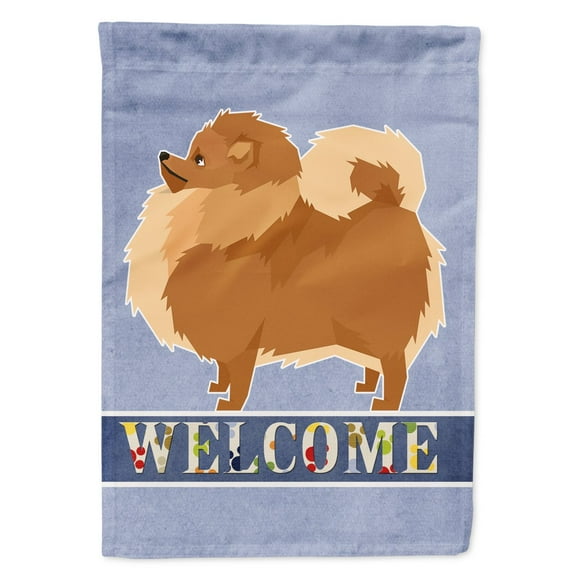 Carolines Treasures CK3614CHF Pomeranian Welcome Flag Canvas House Size  Large multicolor