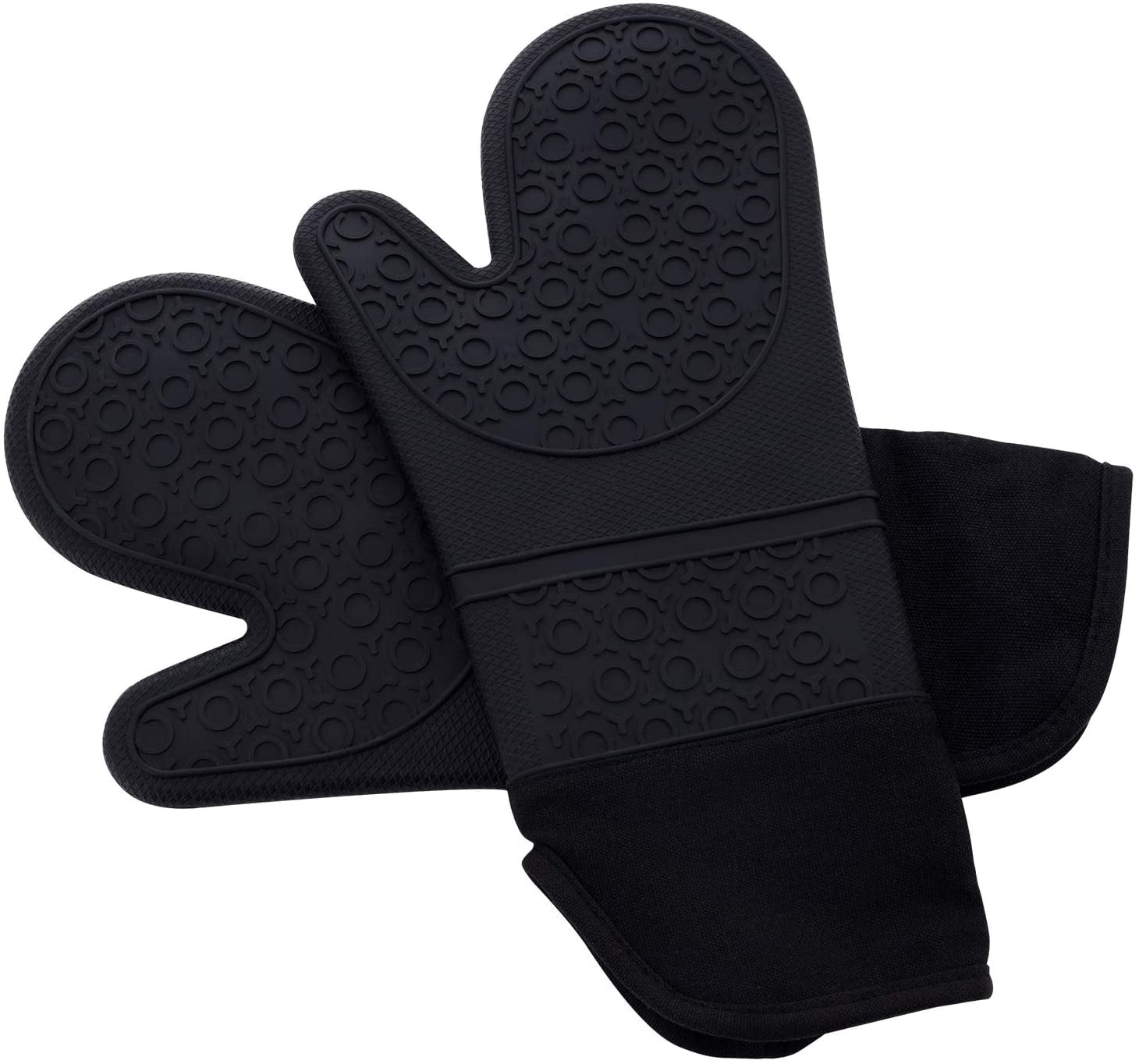 Oven Mitts, Silicone Oven Mitt Extra Long 14.8” Oven Glove, Heat Resistant NonSlip Waterproof