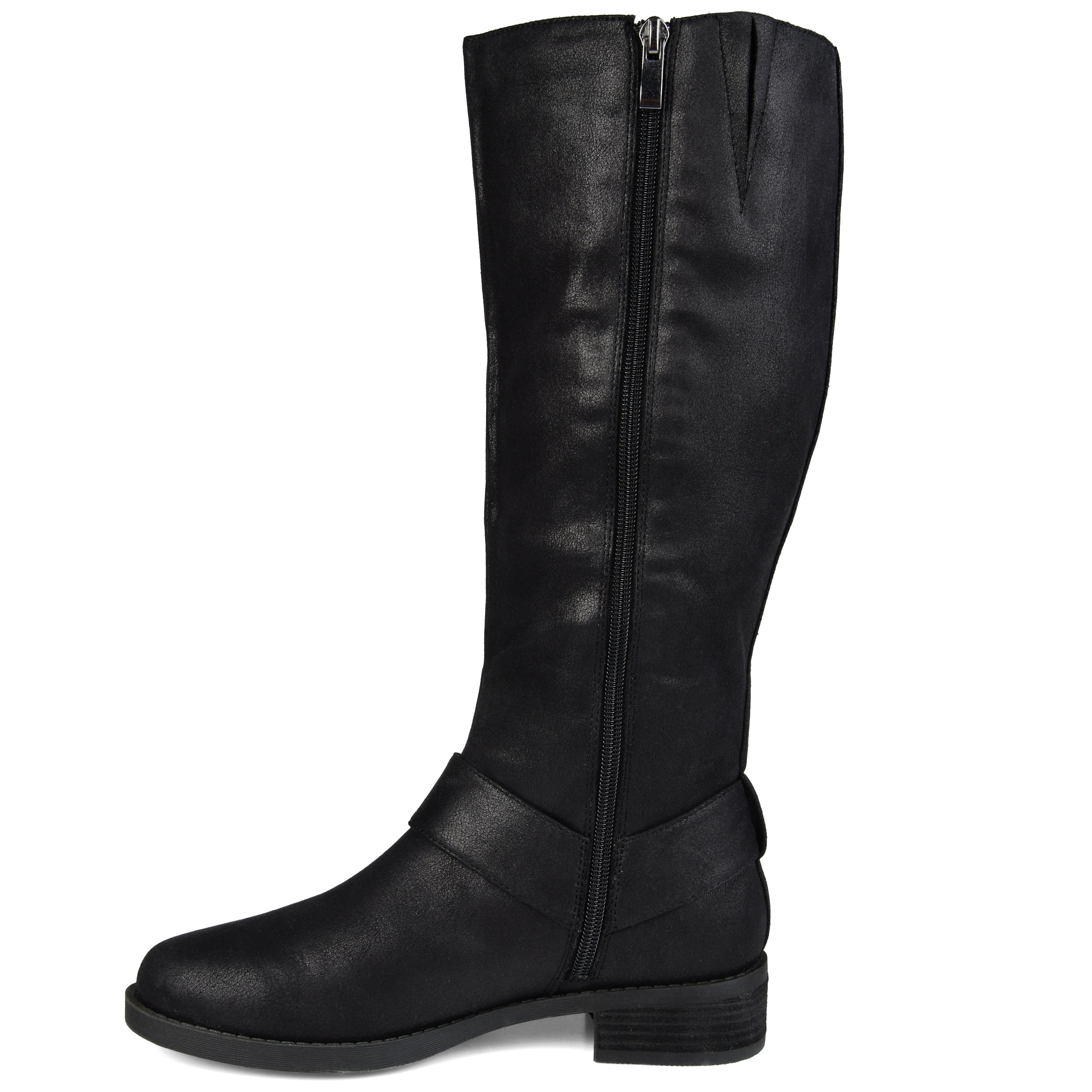 Journee Womens Meg Wide Calf Stacked Heel Riding Boots