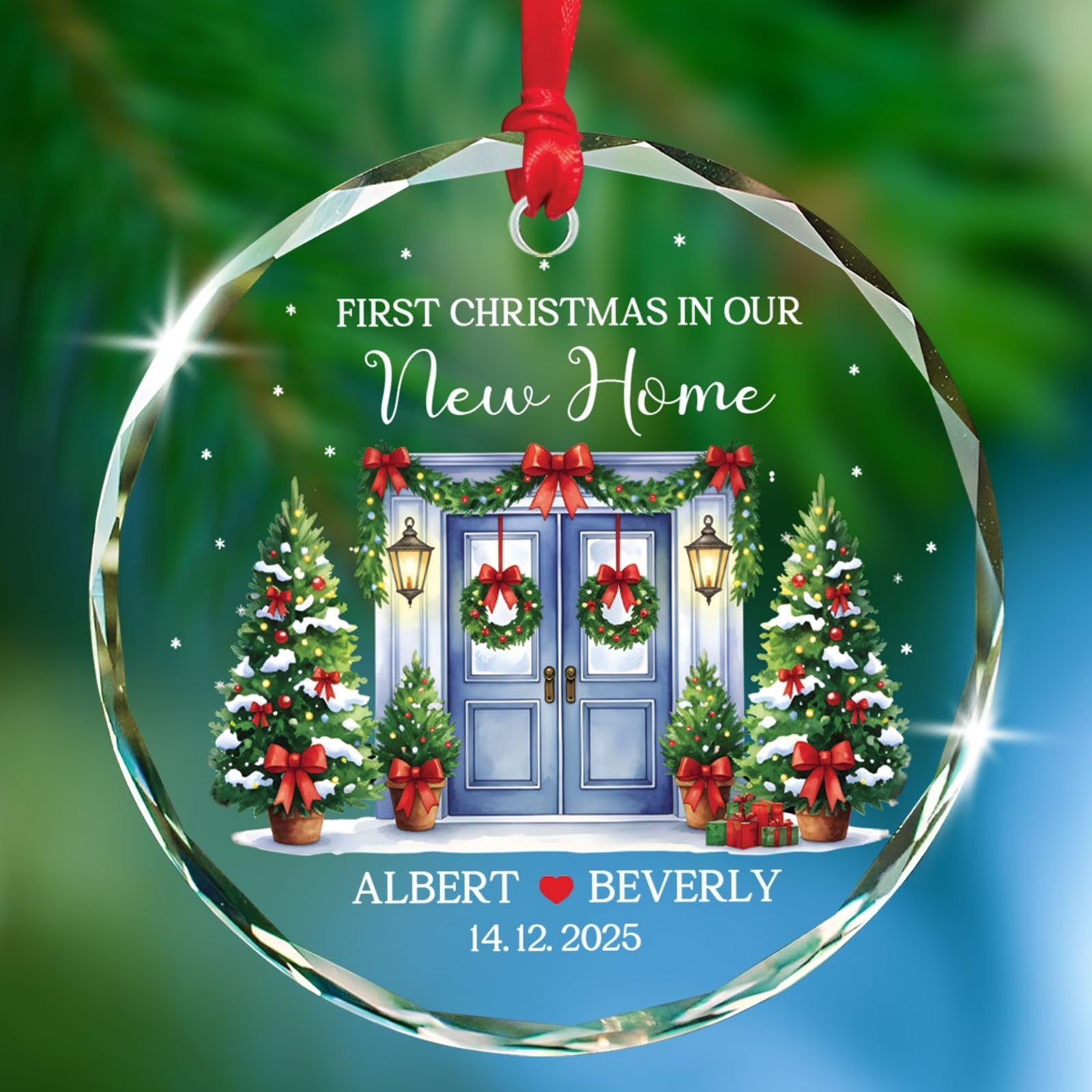 Personalized Names & Date Our First Home Christmas Ornament, First Christmas in Our New Home Keepsake Decor, Custom New House Ornament Gifts for Women Couple Owners, Housewarming Glass Ornaments 2025