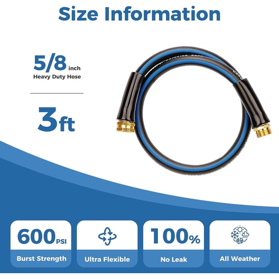 YUYAN-Short Garden Hose 2ft x 5/8" and RV Water Filter 2 Pack with Flexible Hose Protector for RV, Boat, Campsite – Reduces Odors, Bad Taste, Chlorine, Rust