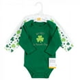 thumbnail image 2 of Hudson Baby Infant Girl Cotton Long-Sleeve Bodysuits, St Patricks Rainbow, 6-9 Months, 2 of 5