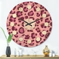 thumbnail image 2 of Designart 'Pink Leopard Pattern Retro' Mid-Century Modern Wood Wall Clock, 2 of 5