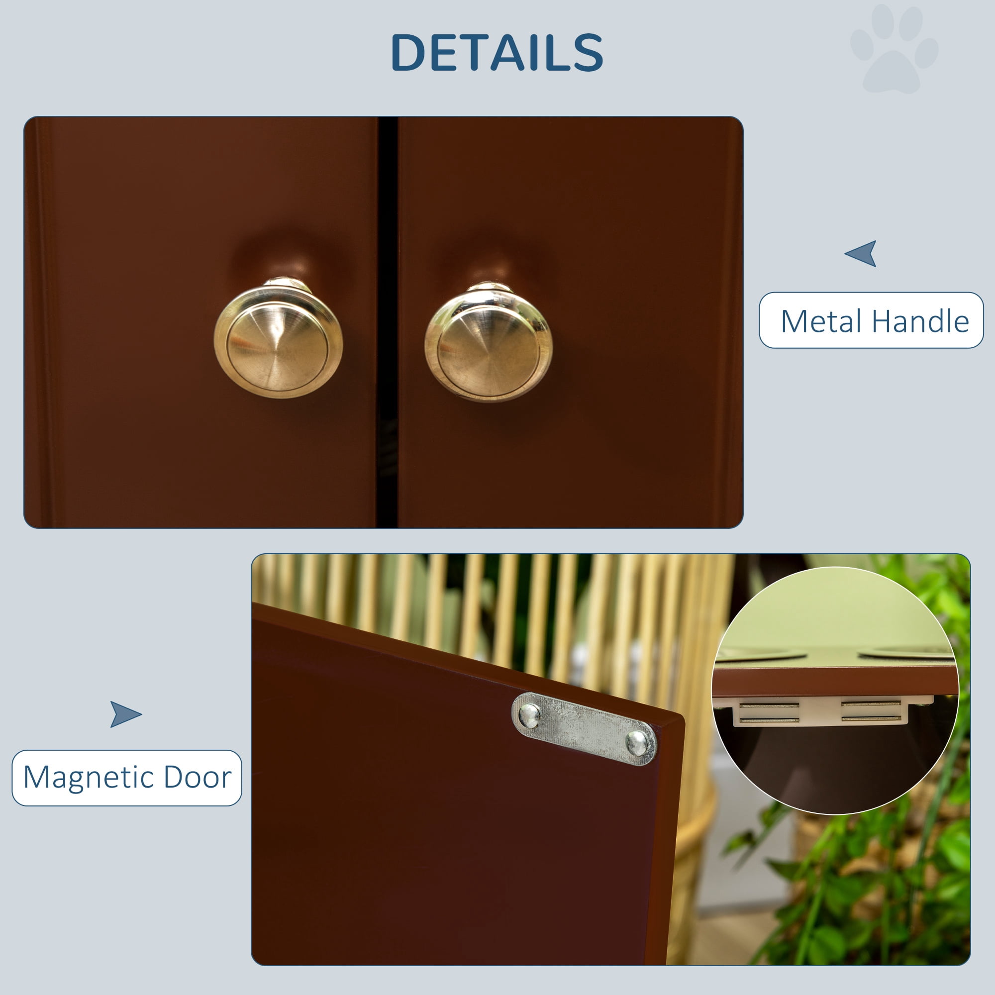Large Elevated Dog Bowls with Storage Cabinet Containing Large 44L Capacity, Raised Dog Bowl Stand Pet Food Bowl Dog Feeding Station, Brown
