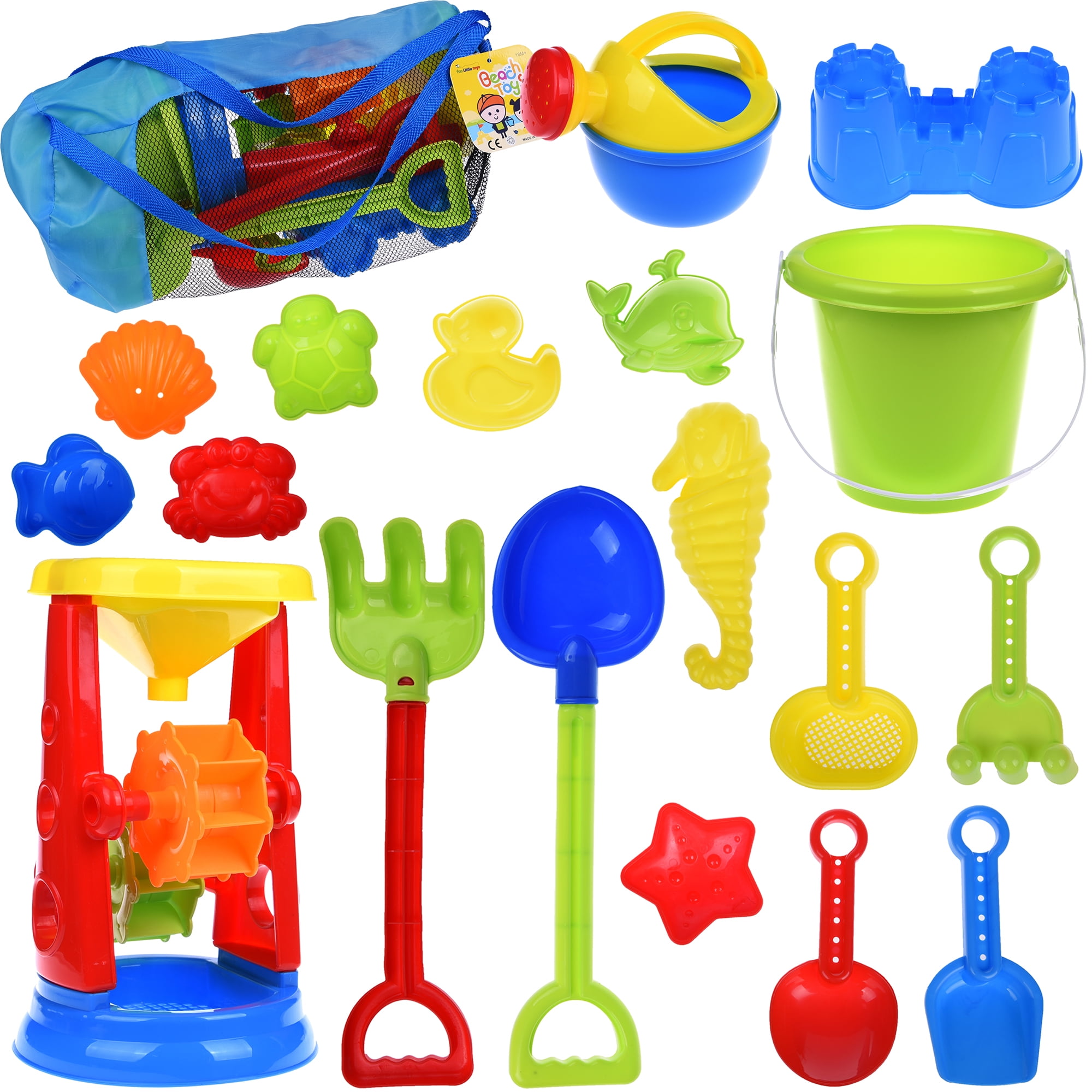 HomestreetUK Sand Beach Truck 6 Piece Set in Pink or Blue with Dump Truck including Watering Can Digging Tools and Sand Moulds for Seaside or Sandpit Play PINK