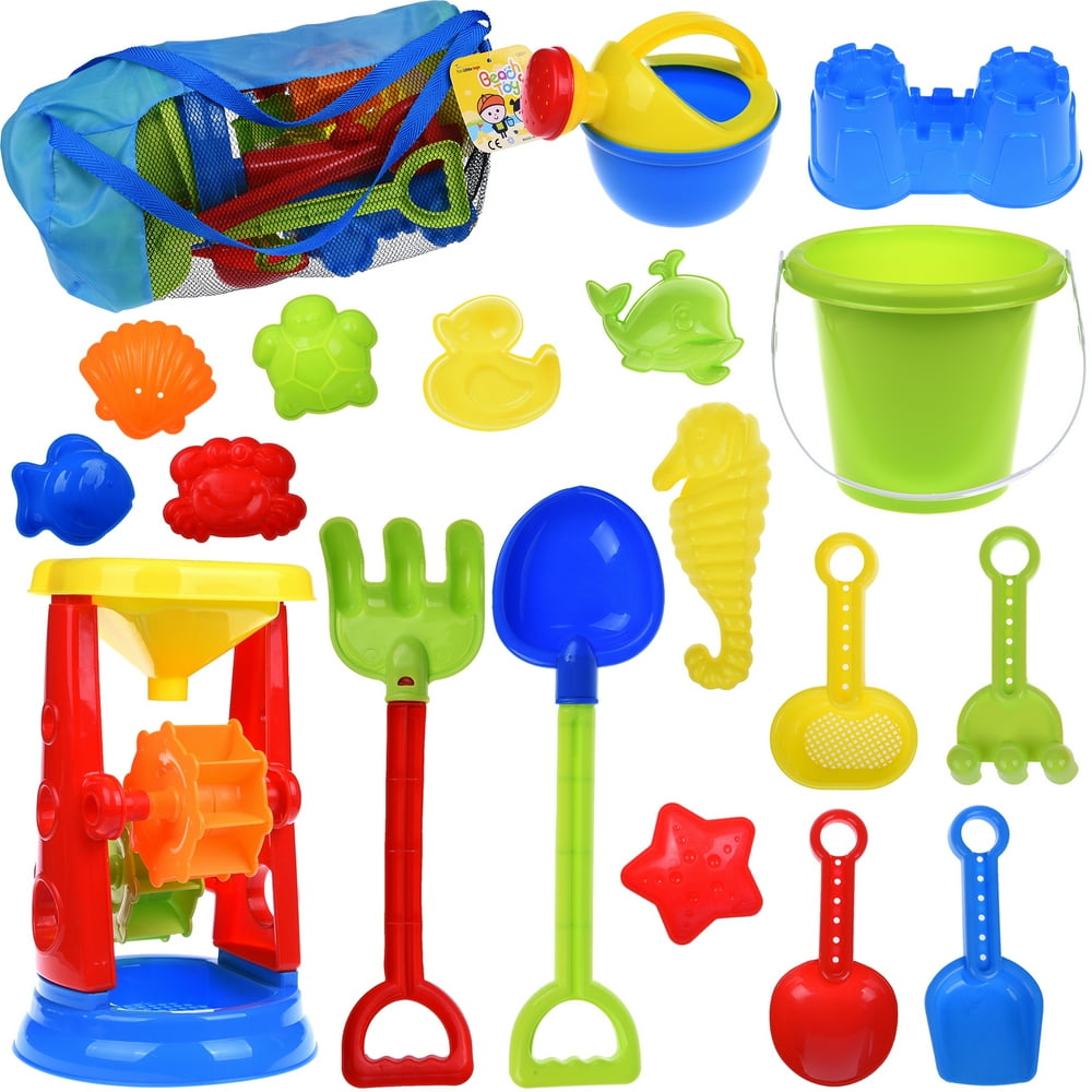 FUN LITTLE TOYS Kids Beach Sand Toys Set Sand Water Wheel, Beach Molds