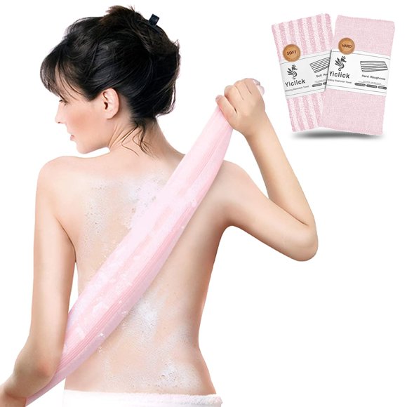 Yiclick Exfoliante corporal exfoliante para ducha, baño japonés, paño de lavado, toalla exfoliante para hombres y mujeres, exfoliante corporal, esponja de lufa, esponja de red, arandela de espalda (ro