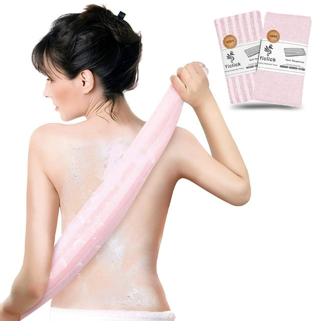 Yiclick Exfoliante corporal exfoliante para ducha, baño japonés, paño de lavado, toalla exfoliante para hombres y mujeres, exfoliante corporal, esponja de lufa, esponja de red, arandela de espalda (ro